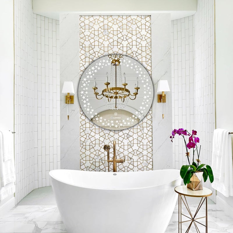 LUPPRA Round 24x24 Inch WallMounted LED Mirror with Smart Sensor and 3Color Light Warm White Natural Mirror Light Wash Basin Wall Mirror Fancy Washbasin MirrorSmart LED Design - Image 3