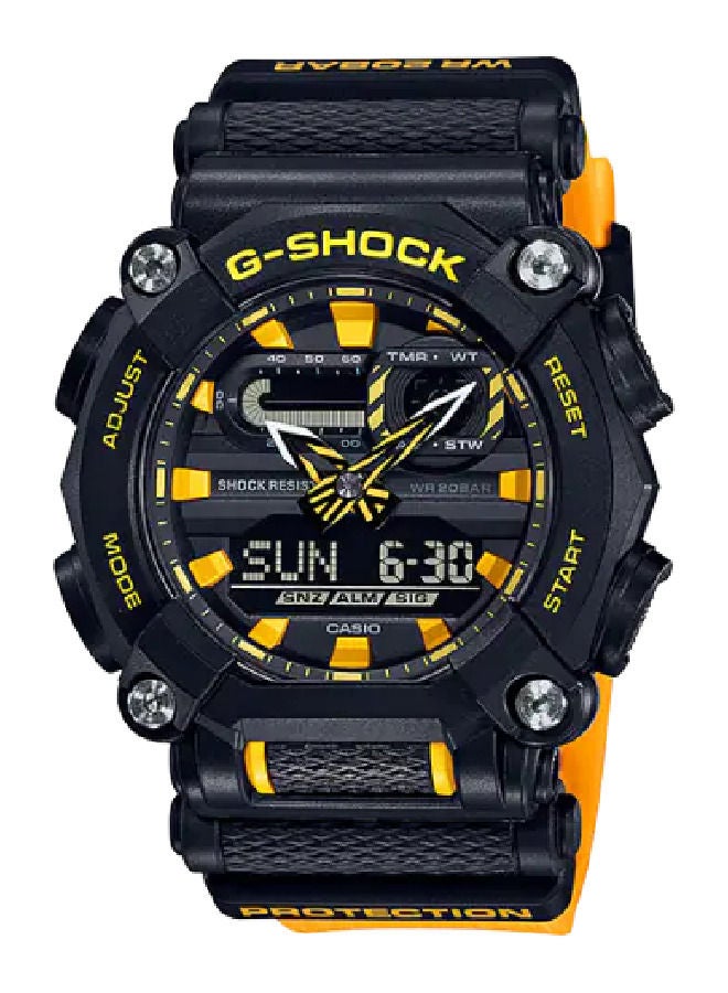CASIO G-SHOCK Men's Analog & Digital Yellow  &  Black Resin Strap Watch GA900A-1A9 - Image 1