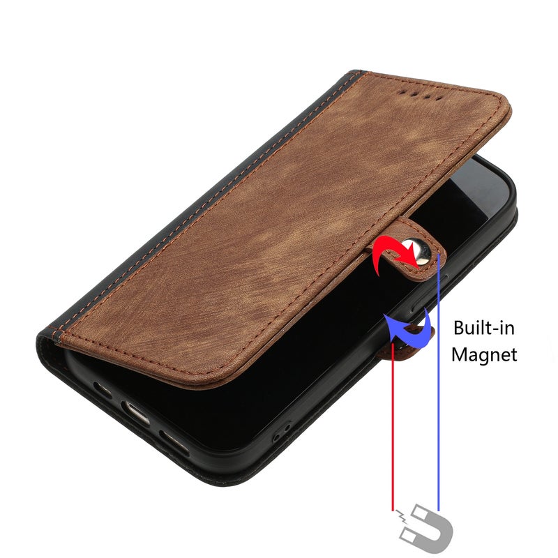 HuHa Case Cover For vivo Y17s 4G Global/Y28 5G India Side Buckle Double Fold Hand Strap Leather Phone Case(Brown) - Image 4