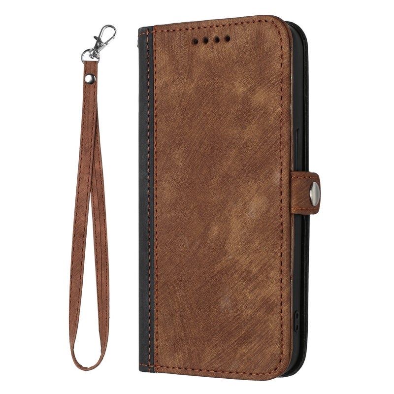 HuHa Case Cover For vivo Y17s 4G Global/Y28 5G India Side Buckle Double Fold Hand Strap Leather Phone Case(Brown) - Image 3