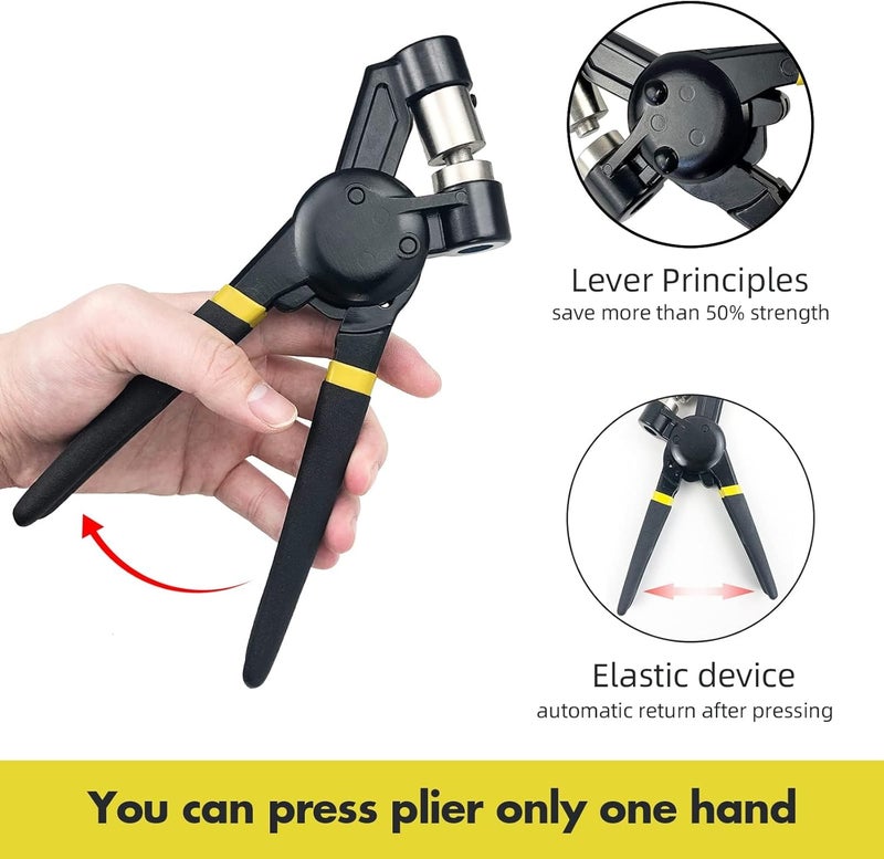 HAPDEN Grommet Tool Kit with Bag, 1/2 inch Handheld Eyelet Kit Manual Grommet Press Machine with 300 pcs 12 mm Grommets - Image 5