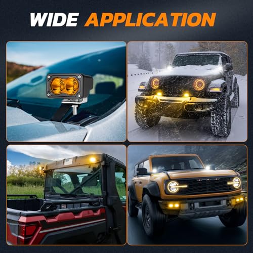 Rfroad Lighting Amber LED Pods, 3 Inch 40W Fog Lights Spot Beam Chase Light Small LED Pods Lights Auxilary Light for Motorcycle Truck UTV SUV ATV Dirt Bike Boat-2 Packs - Image 4
