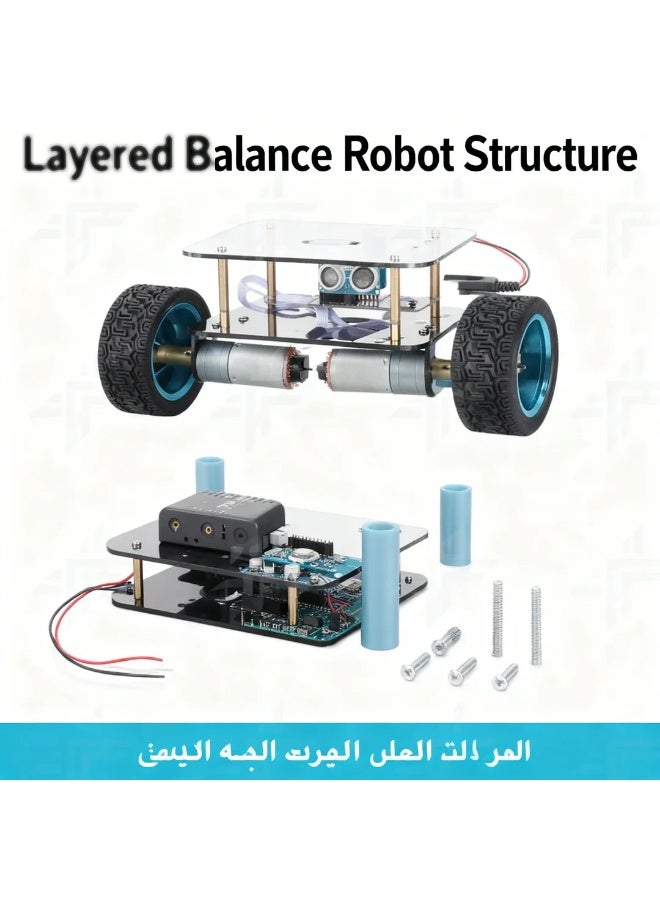 robotgcc Self Balancing Robot Kit Two Wheel Smart Balance Robot Car Ultrasonic Sensor Auto Follow Robot STEM Education Arduino Compatible Robotics Kit Learning Platform Intelligent Balance Control DIY Robot Car Programming Kit Electronics Kit for Kids Students Beginners Robotics Engineering Teaching Tool Balance Robot Kit - Image 5