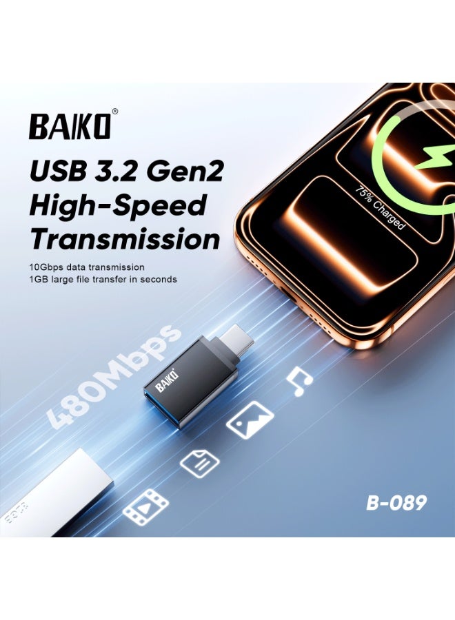 بَيّاكم محول بايكو USB-C إلى USB، USB 3.2 Gen2، نقل بيانات عالي السرعة 10 جيجابت في الثانية، محول OTG، محول صغير مصنوع من سبيكة معدنية - Image 1
