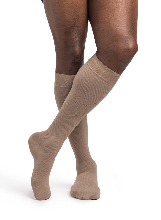 sigvaris DYNAVEN Opaque Men's Medical Compression Sock Closed Toe Grip Top Knee-High Stockings 20-30mmHg - Extra Large Short - Light Beige - Image 1