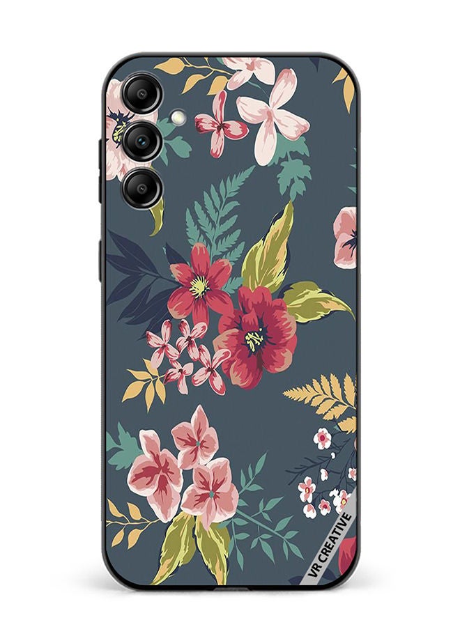 VR CREATIVE Protective Case Cover For Samsung Galaxy M14 Gray Flower Design Multicolour - Image 1