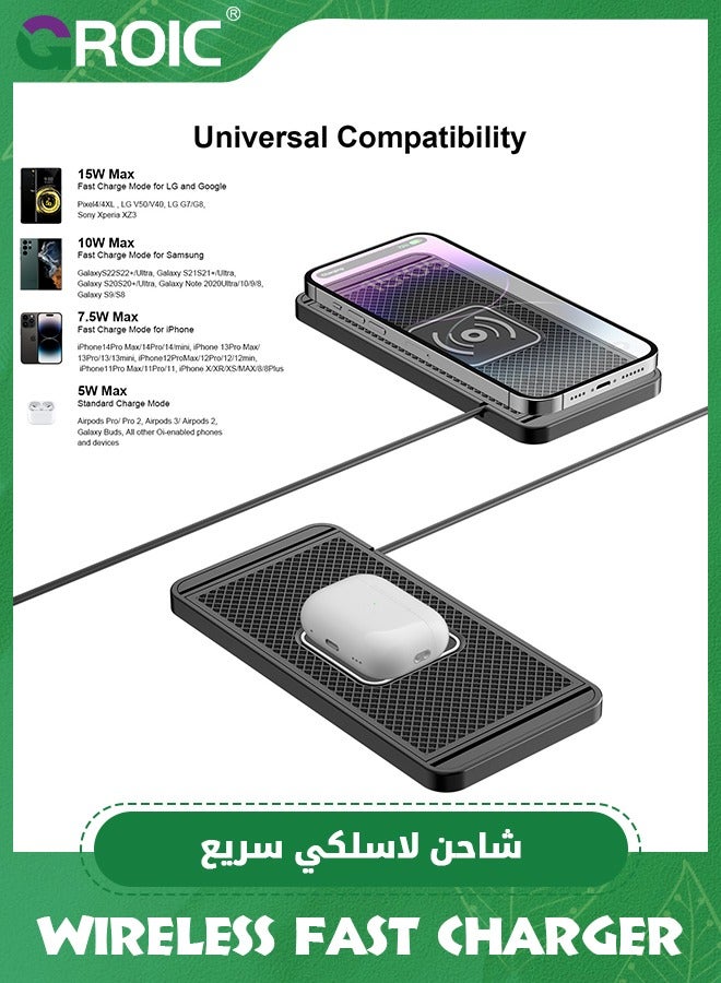 GROIC Wireless Charger, Wireless car Charger Charging pad 15w Non Slip Fast Charger for car Wireless Phone Charger for Android for iPhone 11/12/13/14/15 Pro Max Xs, Samsung Galaxy S20, S10+ Note 9，LG  - Image 2