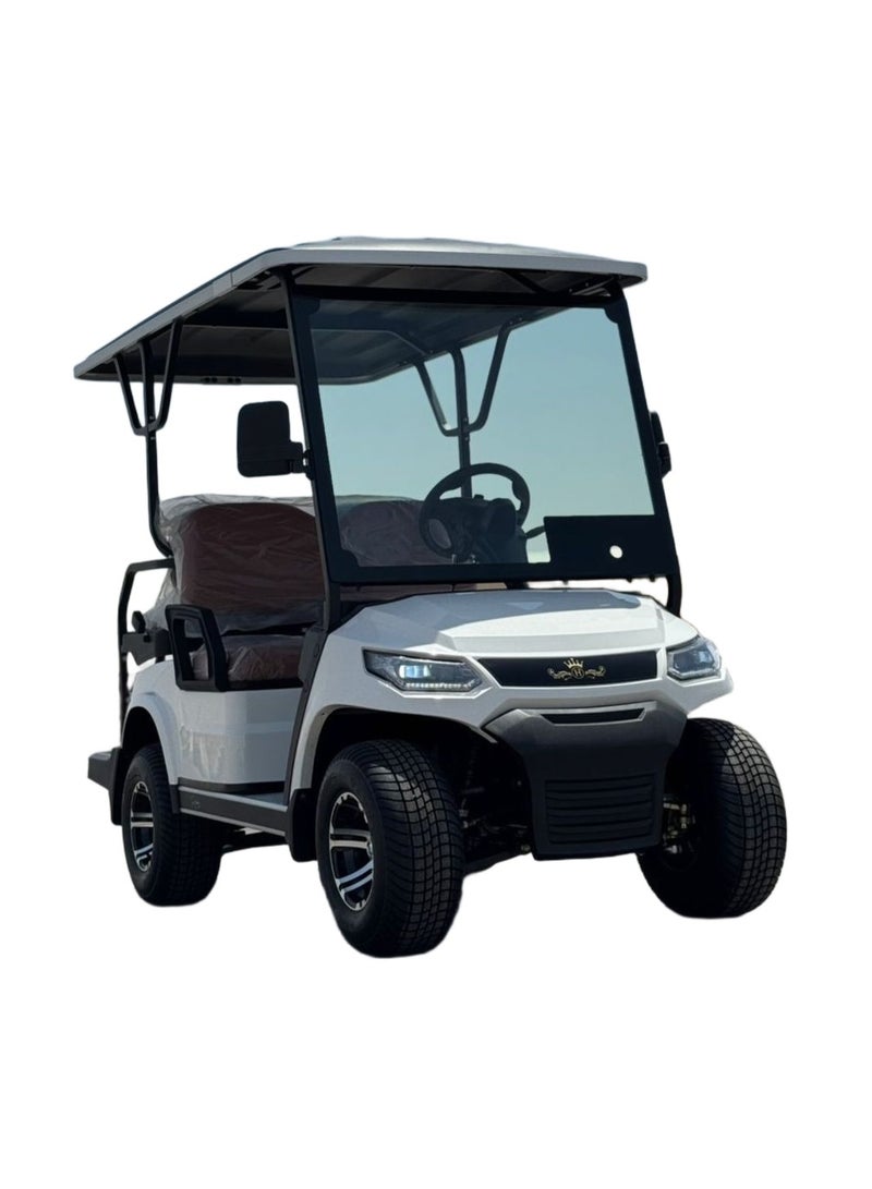 LVTONG Crown 4-Seater Electric Golf Cart (2+2) – 48V Lithium Battery, 5kW AC Motor, Rear Seat Convertible Flatbed – White 2025 - Image 1