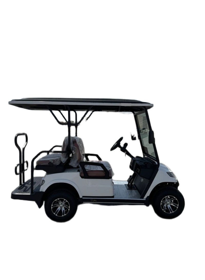 LVTONG Crown 4-Seater Electric Golf Cart (2+2) – 48V Lithium Battery, 5kW AC Motor, Rear Seat Convertible Flatbed – White 2025 - Image 4