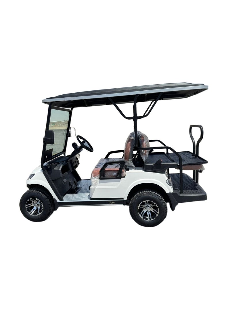 LVTONG Crown 4-Seater Electric Golf Cart (2+2) – 48V Lithium Battery, 5kW AC Motor, Rear Seat Convertible Flatbed – White 2025 - Image 5