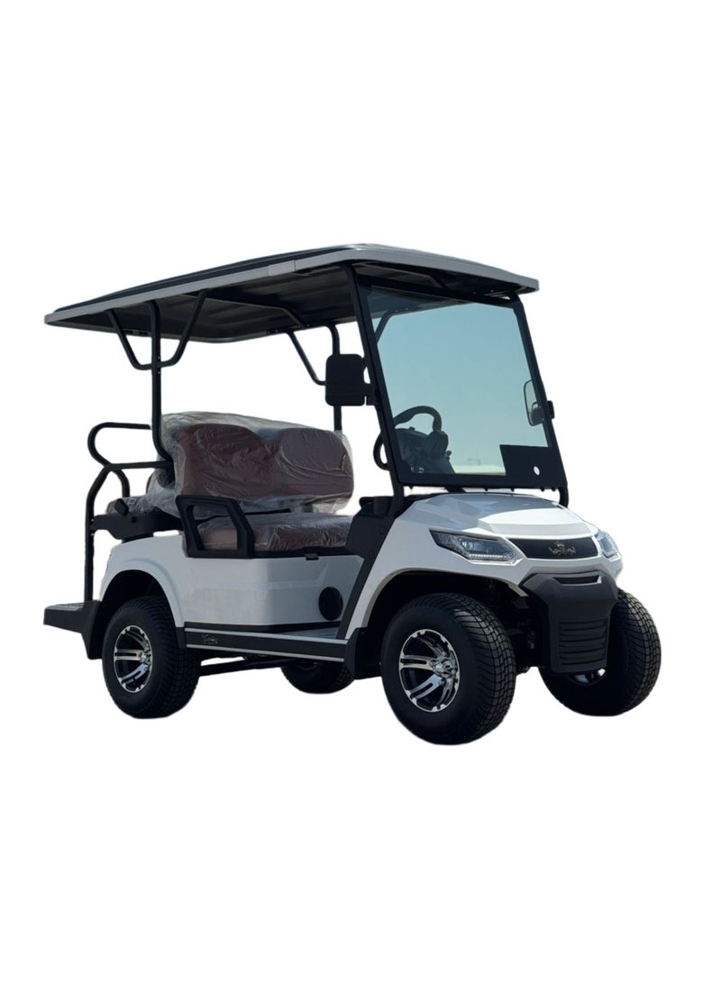 LVTONG Crown 4-Seater Electric Golf Cart (2+2) – 48V Lithium Battery, 5kW AC Motor, Rear Seat Convertible Flatbed – White 2025 - Image 3