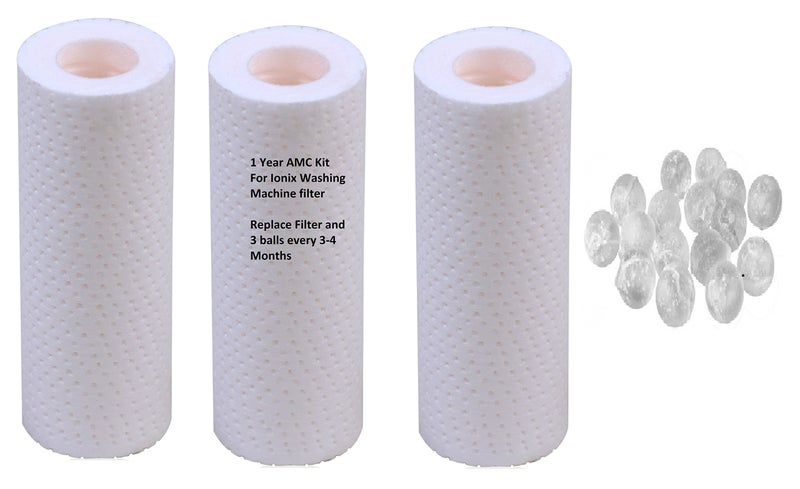 IONIX spare filter cartridge set for washing machine/Shower/Geyser filter, Remove sediment & hardness from water(3 cartridges and 15 softnening balls) - Image 1