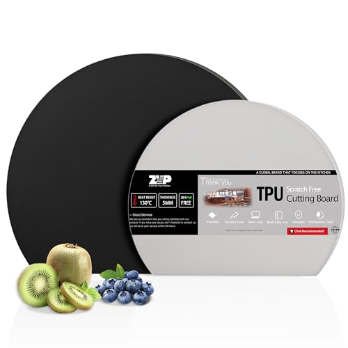 ZVP Thick Silicone TPU Cutting Board Mats for Kitchen, Flexible Rubber Cutting Boards, Anti-Slip Cutting Mats, Semicircle Chopping Board, BPA Free Dishwasher Safe, 2 Pieces - Image 1