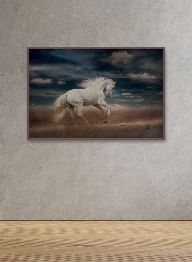 Marktna Canvas Wall Art For Wall Decoration, Horse Design, With A Hollow Brown Frame ,Size (120x80), One Piece - Image 1