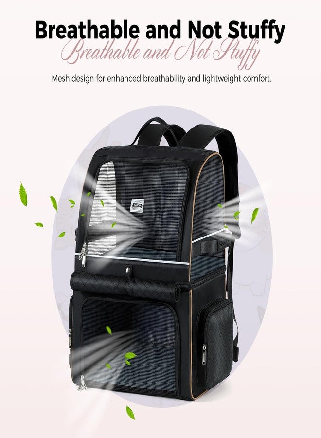 Lekebobor Double Cat Backpack Carrier for 2 Cats, Double-Compartment Pet Carrier Backpack for Two Small Cat or One Medium Cat, Cats Carrier Backpack Dog Carrier Backpack Fits Up to 24 Lbs,Black - Image 4