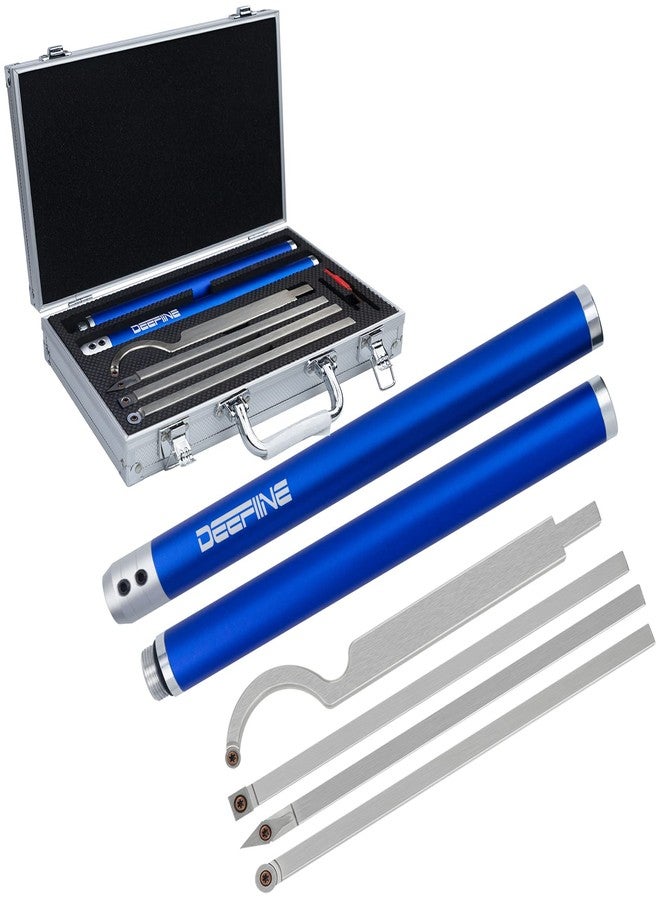 DEEFIINE Carbide Tip Wood Lathe Turning Tool Kit, Lathe Roughing and Finishing Hollow Tool Interchangeable Aluminum Alloy Handle with Diamond Round Square Carbide Inserts (Metal handle) - Image 1