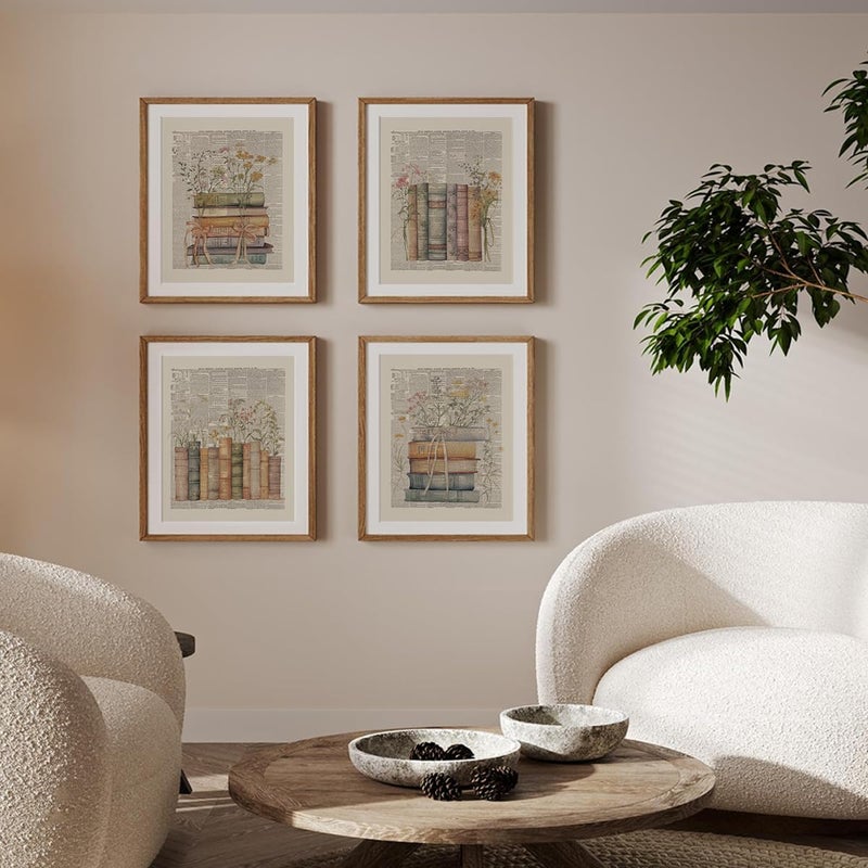 PLKMN Book Poster Vintage Wall Decor, Library Bookish Club Gifts, Book Room Decor Aesthetic 4 Pcs, Bookish Posters for Women Girls, Floral Wildflower Wall Art Decor for Home Bedroom Party Classroom 8x10 Unframed - Image 3