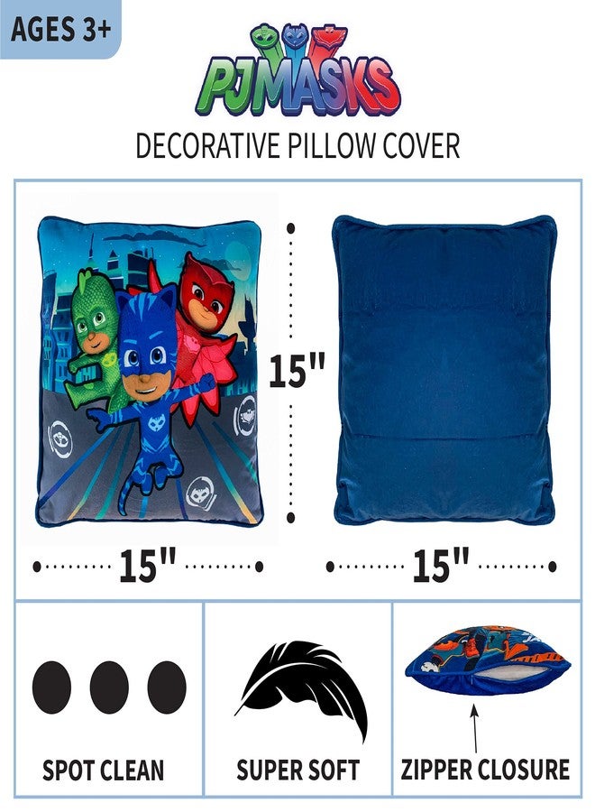 Franco Kids Bedding Soft Decorative Pillow Cover, 15 in x 15 in, PJ Masks - Image 3