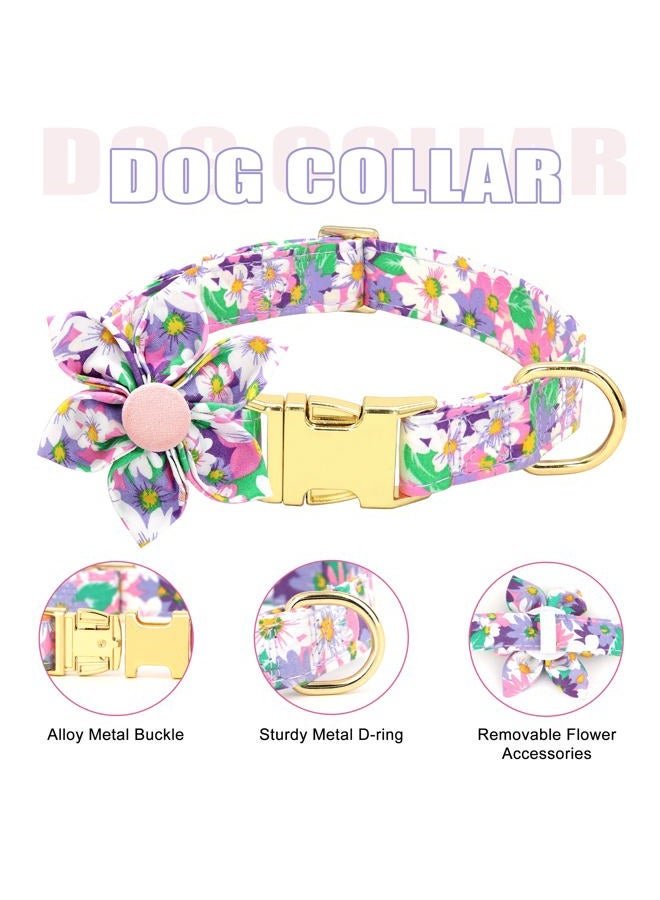 BEIRUI Cute Girl Dog Collars, Harnesses & Leashes Set - Adjustable Dog Collar and Leash Set with Flower - Soft Mesh Dog Vest Harness for Puppies Small Medium Dogs (Purple,M) - Image 4