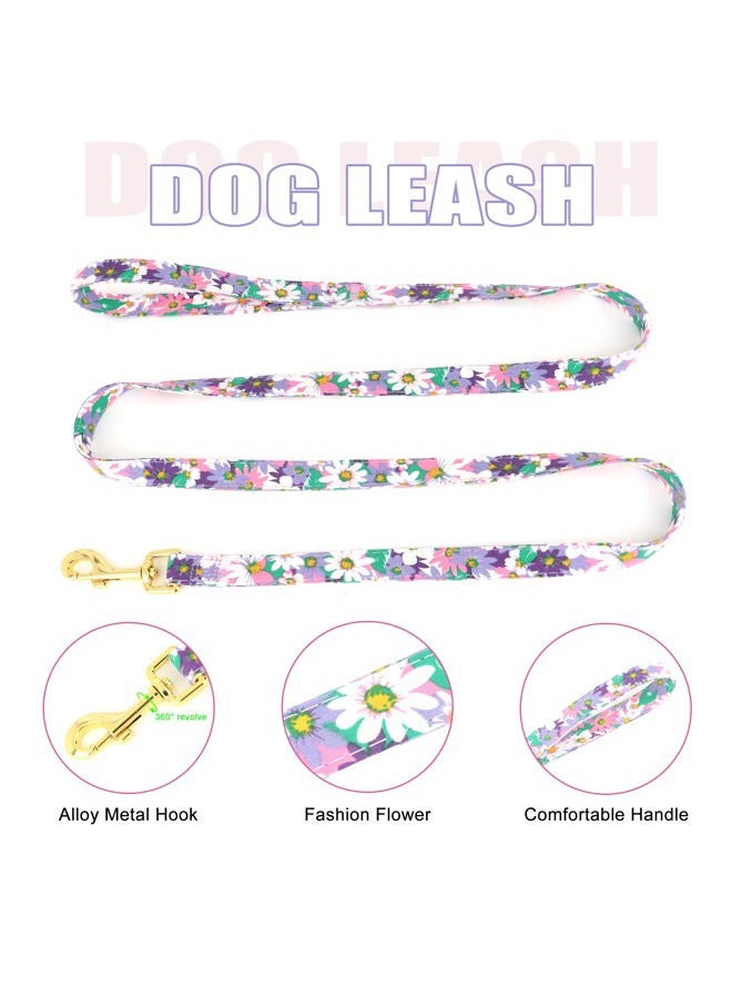 BEIRUI Cute Girl Dog Collars, Harnesses & Leashes Set - Adjustable Dog Collar and Leash Set with Flower - Soft Mesh Dog Vest Harness for Puppies Small Medium Dogs (Purple,M) - Image 5