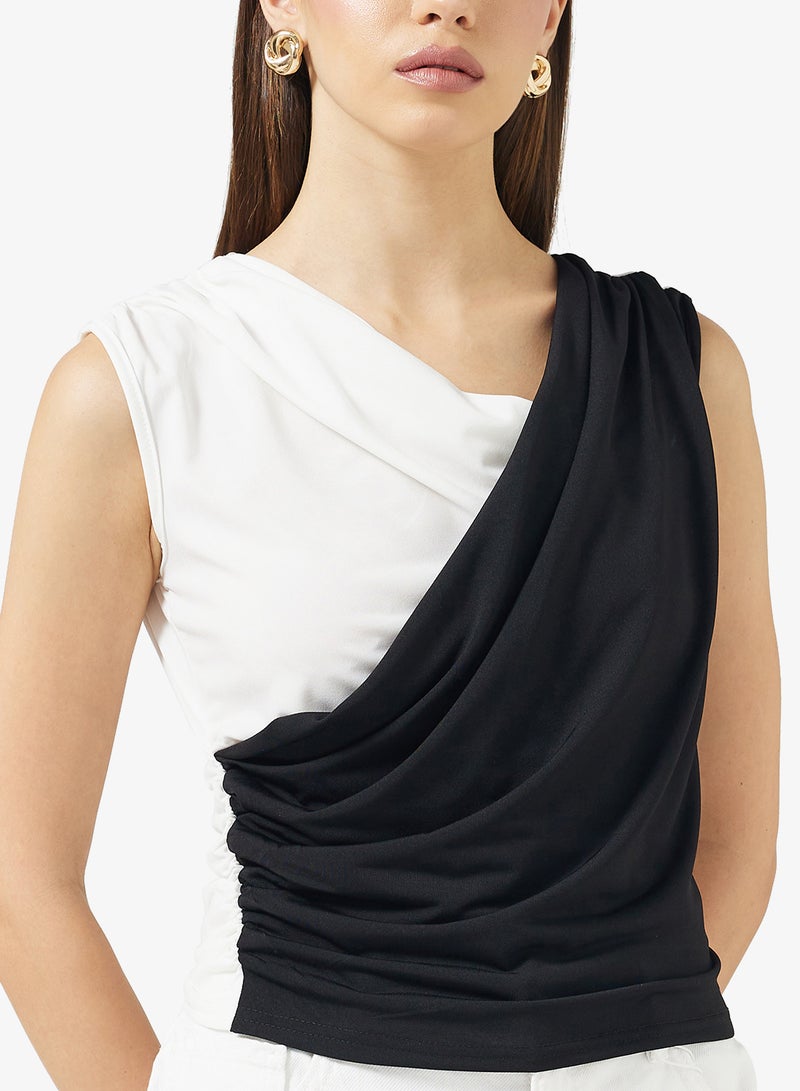 ELLA Contrast Toned Off Shoulder Top - Image 3