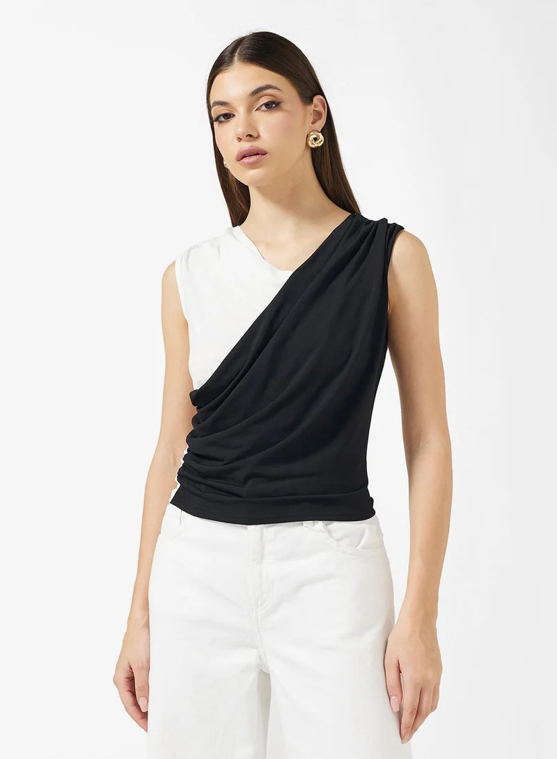 ELLA Contrast Toned Off Shoulder Top