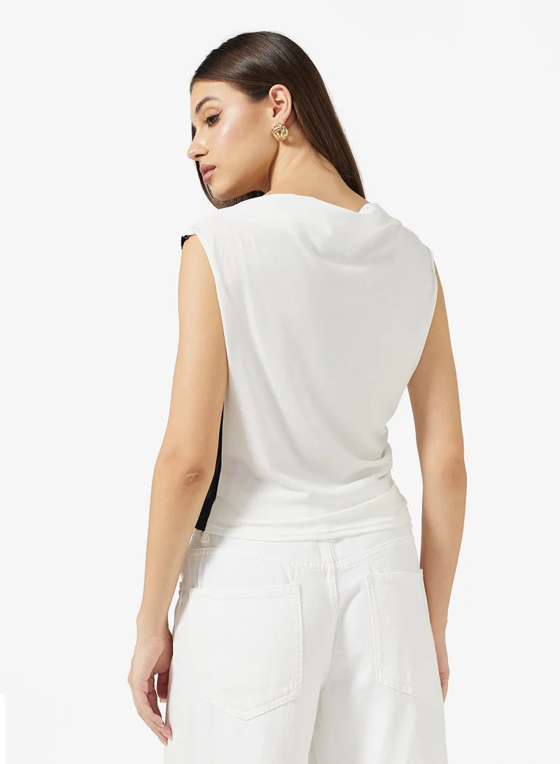 ELLA Contrast Toned Off Shoulder Top
