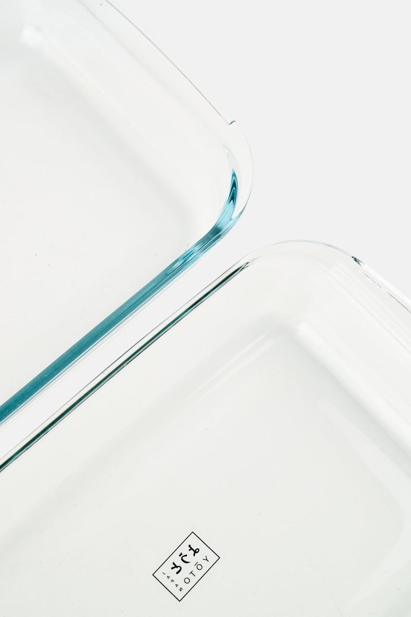 YOTO 2 Set Of Rectangular Glass Baking Dish, Transparent  - Image 3
