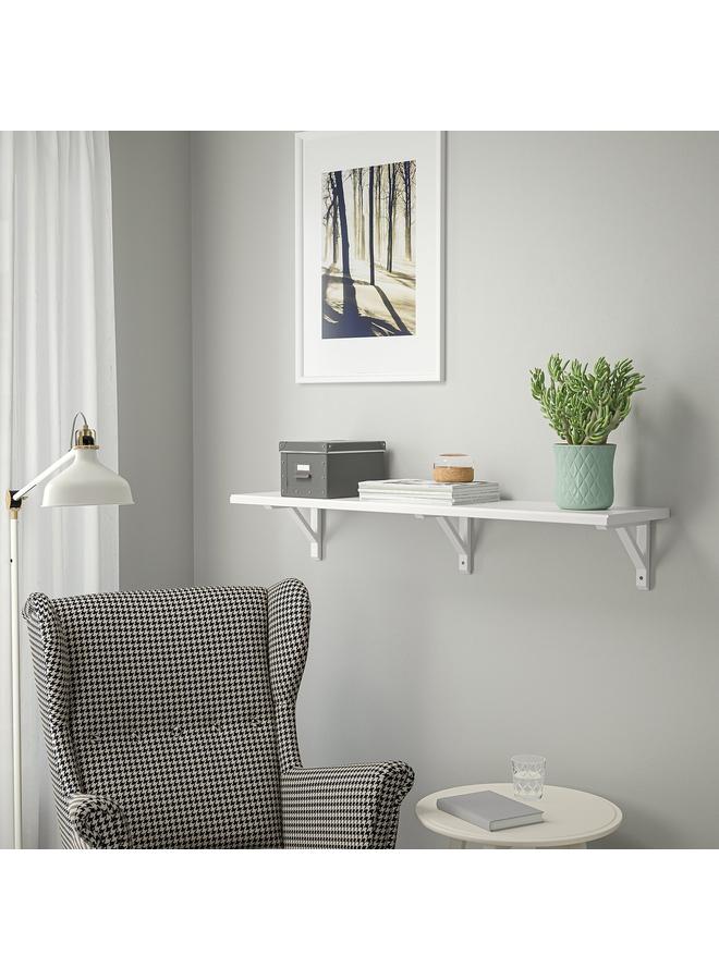 erorex Wall Shelf, White Stained Aspen, 120X30 Cm - Image 3