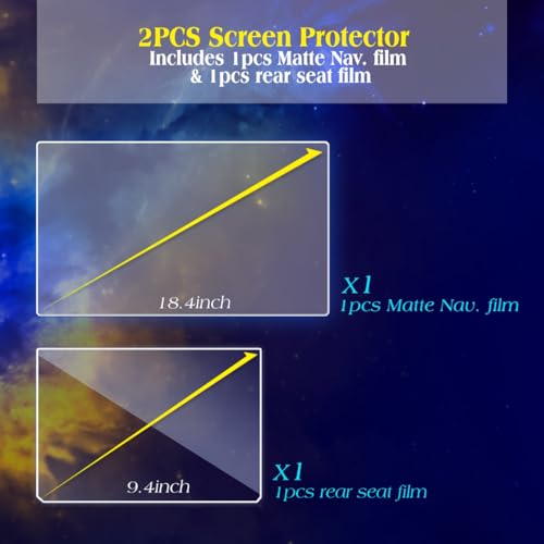 EUEKY 2PCS Matte 2025 Tesla Cybertruck Screen Protector Compatible with Cybertruck Tesla 2024 Front & Back Screen Protector 18.5’’&9.4’’ Rear Seat Display Nav. Matte&Rear Screen Anti Glare/Anti Fingerprint (2) - Image 2
