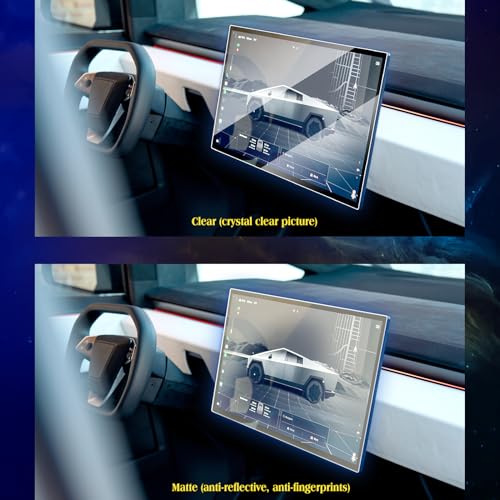 EUEKY 2PCS Matte 2025 Tesla Cybertruck Screen Protector Compatible with Cybertruck Tesla 2024 Front & Back Screen Protector 18.5’’&9.4’’ Rear Seat Display Nav. Matte&Rear Screen Anti Glare/Anti Fingerprint (2) - Image 3