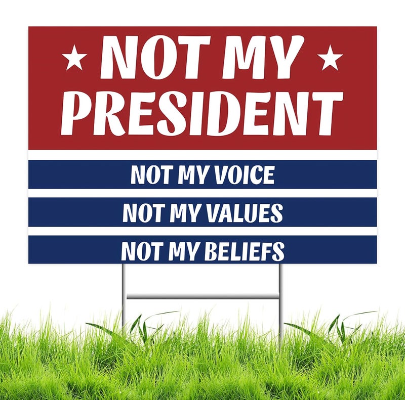 Lnyelxa No Kings Protest Yard Signs Not My President Yard Sign Double Sided Corrugated Plastic Outdoor Lawn Garden Sign with Metal H Stake 18"x12" - Image 1