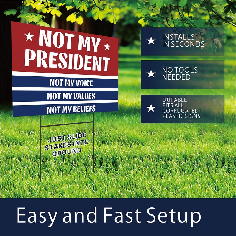 Lnyelxa No Kings Protest Yard Signs Not My President Yard Sign Double Sided Corrugated Plastic Outdoor Lawn Garden Sign with Metal H Stake 18"x12" - Image 2