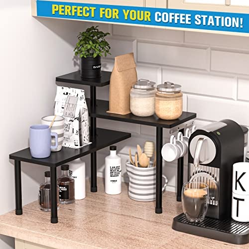 JayRex Countertop Corner Shelf, 3 Tier Shelf Moveable Organizer for Bathroom Counter, Make Up, Dresser Table, Desktop Shelf (Black) - Image 5