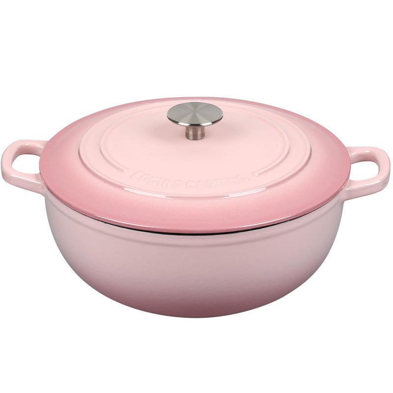 EDGING CASTING Enameled Cast Iron Dutch Oven Pot with Lid for Sourdough Bread Baking Bread Dutch Ovens Cooking Pots 5 Quart Pink
