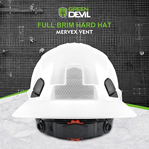 GREEN DEVIL Full Brim Hard Hat Vented Construction Safety Helmet OSHA Approved Cascos De Construccion Work Hardhats with Cooling Towel for Men&Women 6 Point Adjustable Ratchet Suspension - Image 5