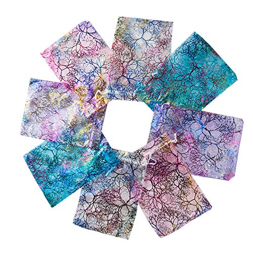 Pimuza 100pcs 5x7 inches Gift Wrap Bags Mixed Color Coralline Organza Sheer Satin Ribbon Fabric Drawstring Pouches for Baby Shower Favor Party Wedding Favors Decoration Candy Christmas OrnamentBeach - Image 2