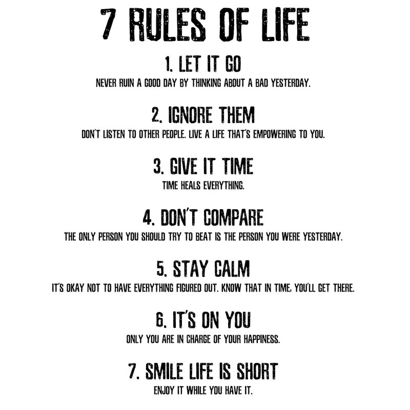 ملصقات حائط فنية قابلة للإزالة كبيرة مع اقتباسات ملهمة 7 قواعد للحياة عبارات إيجابية ديكور روحي للمكتب وغرفة المعيشة والفصل الدراسي والحمام