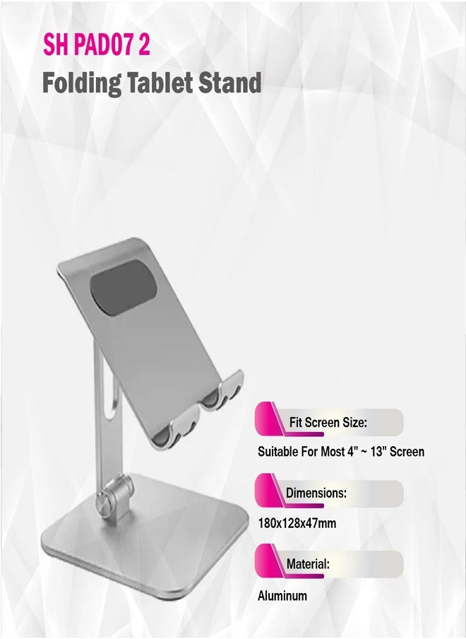 Skill Tech SH PAD07 2-Folding Tablet Stand for 4"-13" Tablets, Dimensions 180x128x47mm – Black  - Image 4