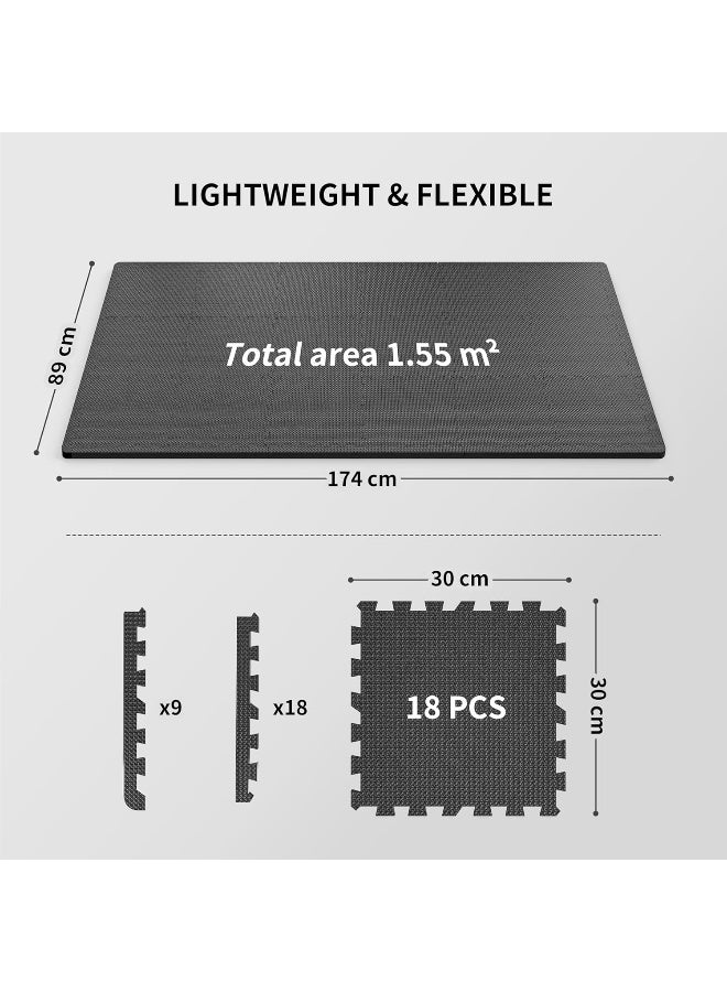PROIRON Interlocking Floor Mat 18 Pieces-Black（Cross Pattern） - Image 4