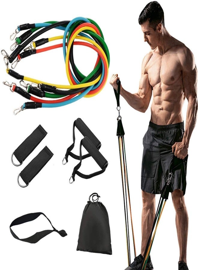 Sakar Sales 11 pcs Resistance Bands Set - 5 Exercise Workout Resistent Bands Carrying Case to Keep You fit |Fitness Tube Strap Men | Tubes for Physical Therapy, Gym, Yoga Training | Large Handle. - Image 2