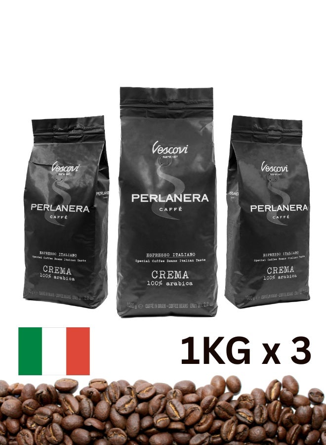 Vescovi Perlanera Crema Arabica Flavor Coffee Beans 3kg Made in Italy - Image 1