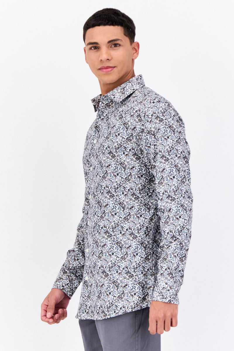 Selected Homme Men Slim Fit Allover Print Long Sleeves Casual Shirt, Multicolor - Image 2