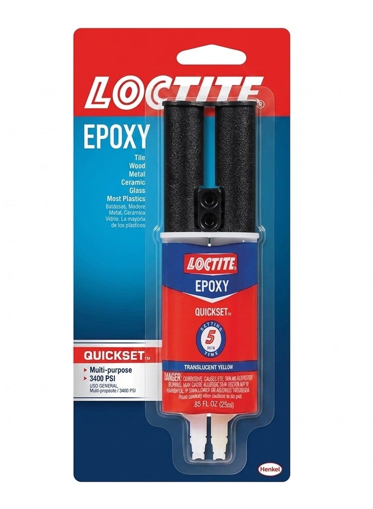 Loctite لوكتايت إيبوكسي كويكست 23 مل 5 دقائق للتثبيت السريع غراء لاصق قوي للمعادن والخشب والسيراميك والزجاج والبلاستيك | حقنة مزدوجة متعددة الأغراض لإصلاح عالي القوة حتى 3400 PSI - Image 1