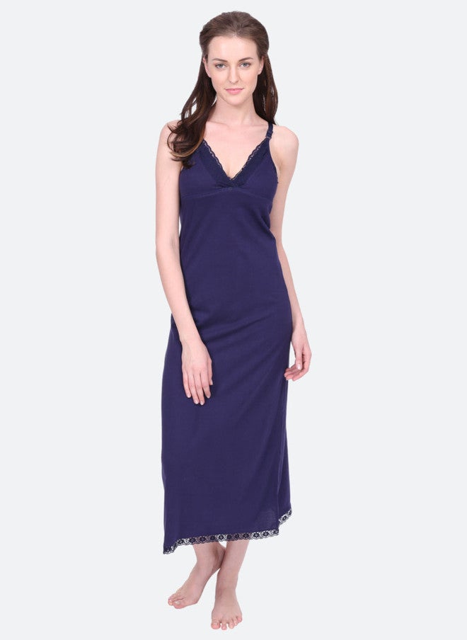 Red Rose سليب طويل من القطن باللون الأزرق الداكن على شكل V من ريد روز - Image 1