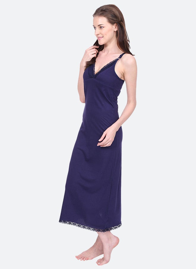 Red Rose سليب طويل من القطن باللون الأزرق الداكن على شكل V من ريد روز - Image 4
