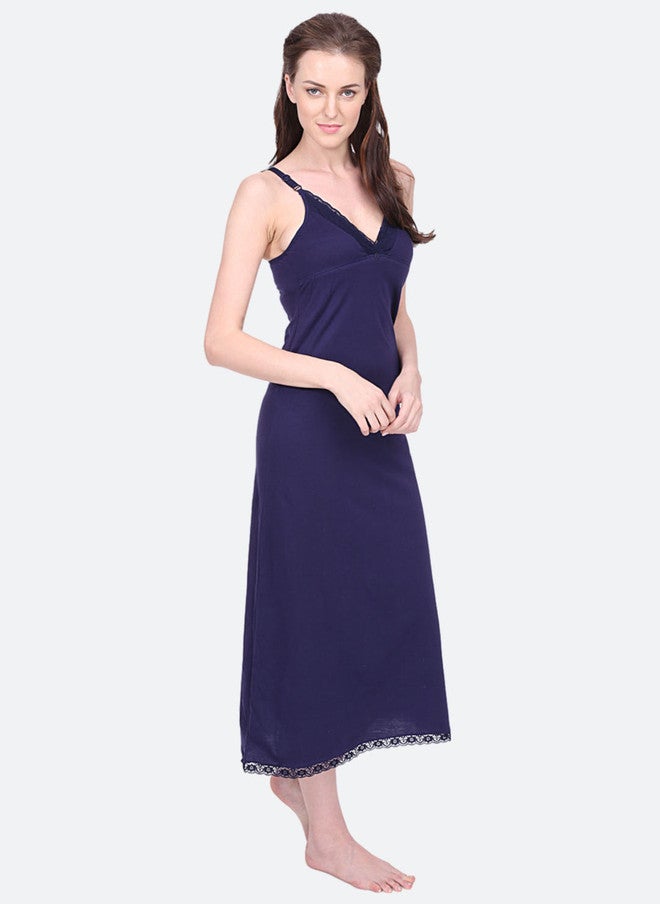 Red Rose سليب طويل من القطن باللون الأزرق الداكن على شكل V من ريد روز - Image 3