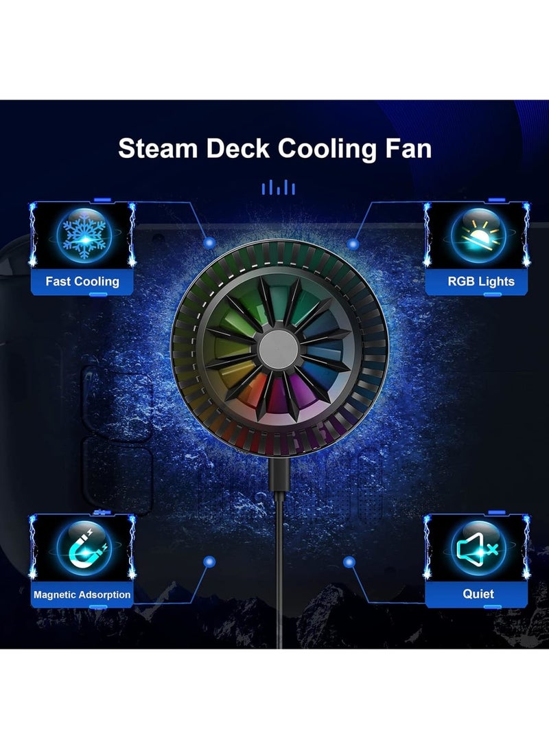 SOLARAE Phone Fan Cooler, 3 Seconds Fast Cooling Fan with 7-Blade and RGB Colourful Light, 360 Degree Magnetic Rotation Magnetic Semiconductor Cooler for Steam Deck, Switch, Tablet, Cellphones - Image 2