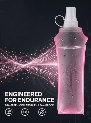 Zelvot Running Vest Soft Flask, BPA-Free 500ml Collapsible Water Bottle for Hydration Backpack, Folding Running Water Bottle for Marathon Hiking Cycling Climbing (Pink, 500 ML) - Image 4