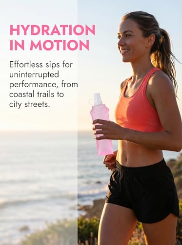 Zelvot Running Vest Soft Flask, BPA-Free 500ml Collapsible Water Bottle for Hydration Backpack, Folding Running Water Bottle for Marathon Hiking Cycling Climbing (Pink, 500 ML) - Image 5